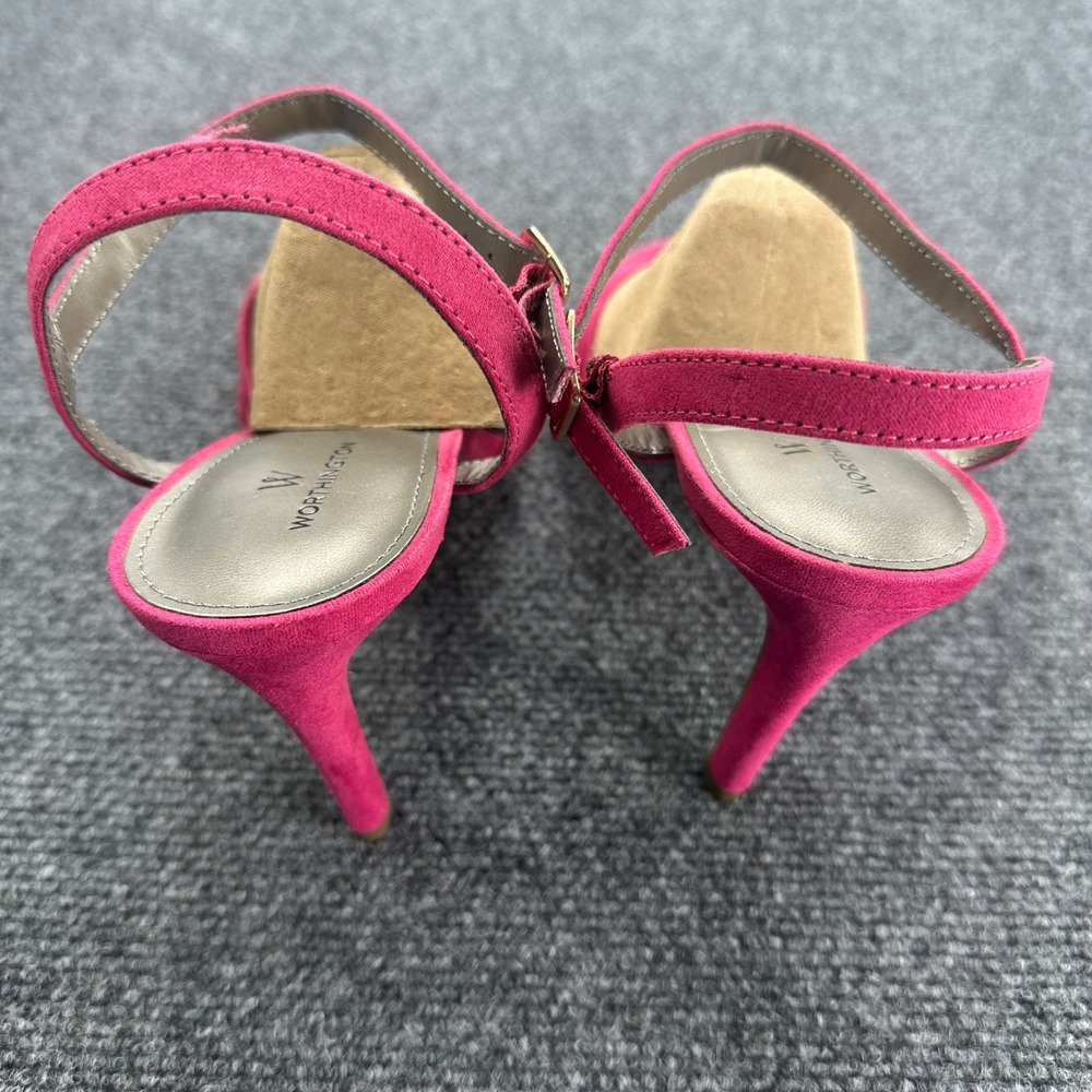 Worthington Strappy Stiletto Sandals Fuchsia Pink Boomer Open Heels Barbiecore - Picture 6 of 6